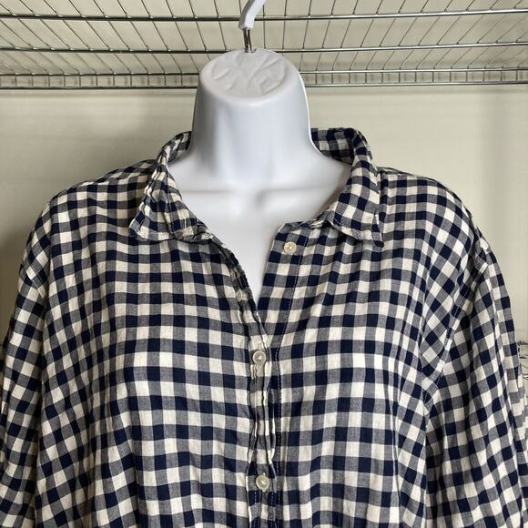 J Crew Womens Gingham Print Classic Shirt Size 24 Preppy Coastal Career Timeless - Picture 7 of 11